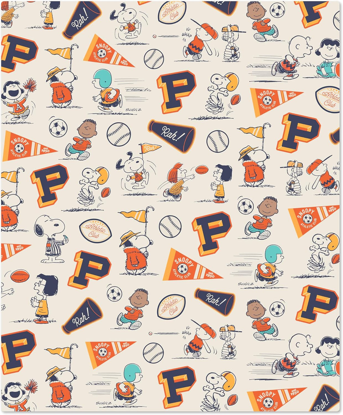 Hallmark Manta de felpa Peanuts, rayas azul marino y gris (50 x 60...