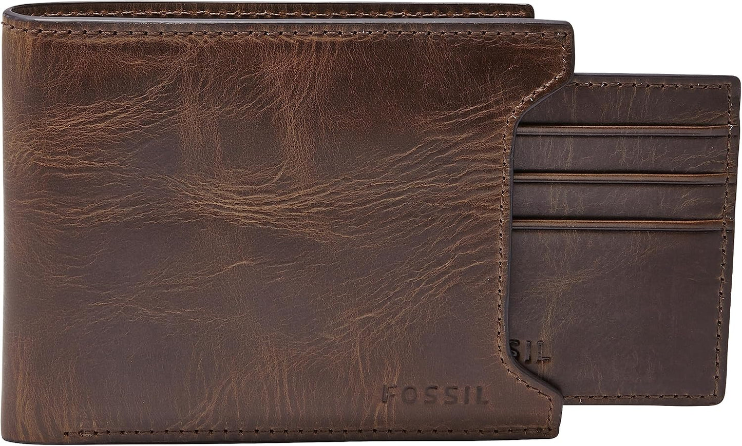 Fossil Cartera de cuero plegable deslizante 2 en 1 con funda extraí...