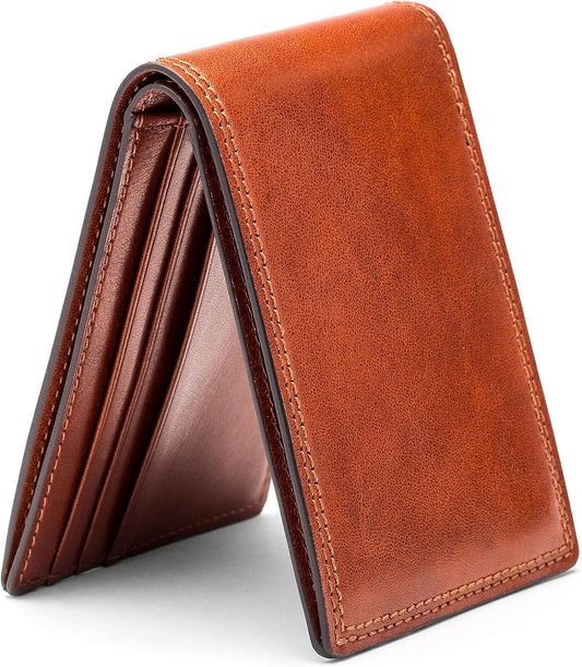 Bosca Billetera pequeña de cuero plegable para hombre, Ámbar, Colec...