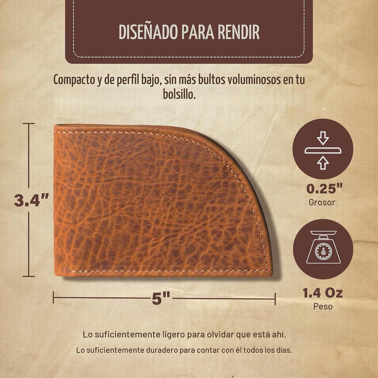 ROGUE WALLET Cartera de piel de bisonte genuino para hombre, RFID d...