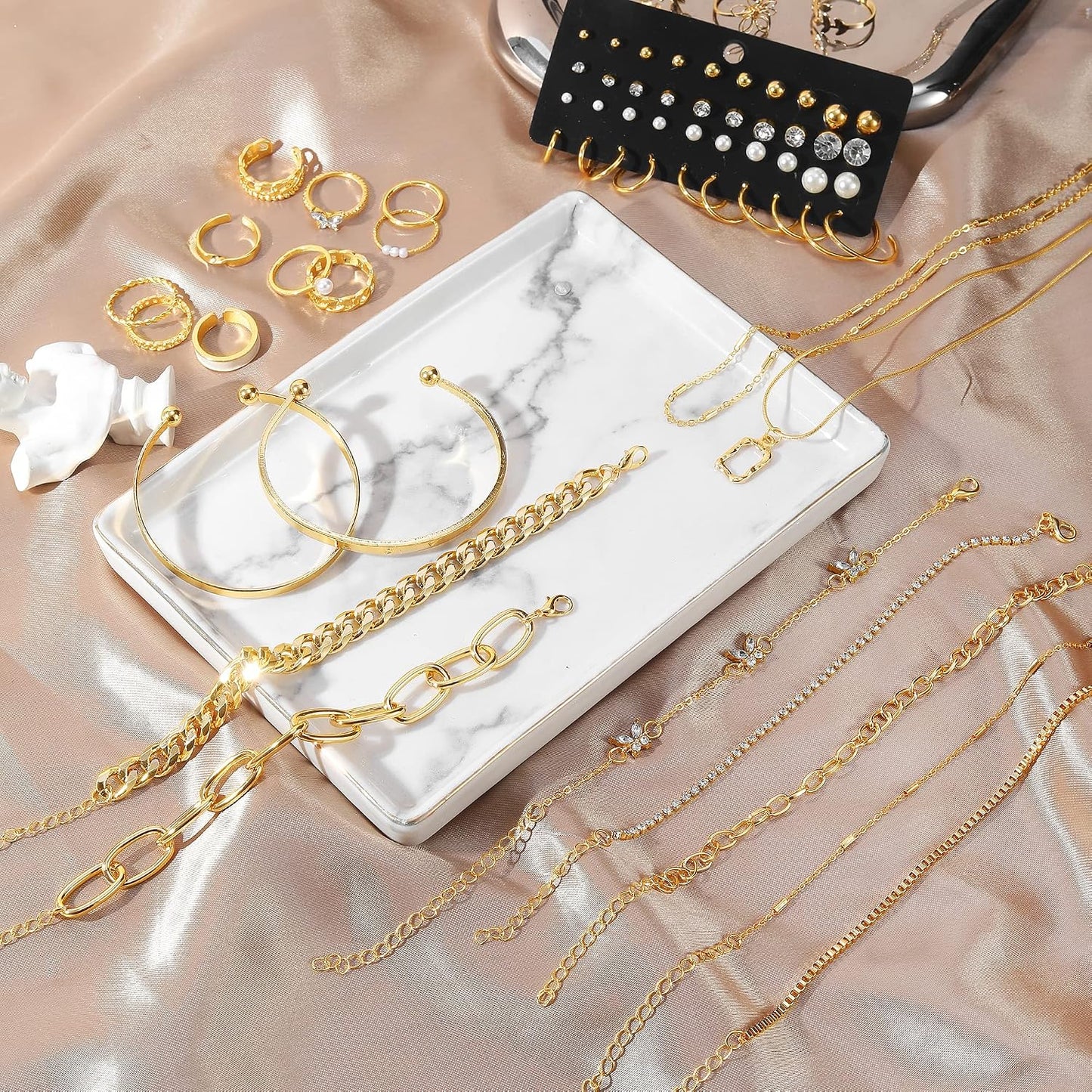 IFKM Juego de joyas chapadas en oro para mujer, collares de múltipl...