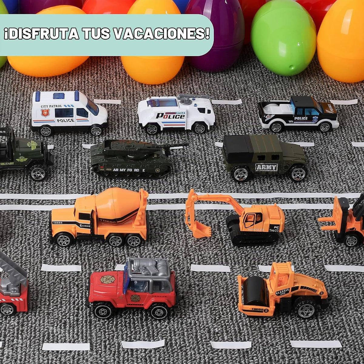 JOYIN Huevos de Pascua gigantes rellenos de vehículos fundidos a pr...