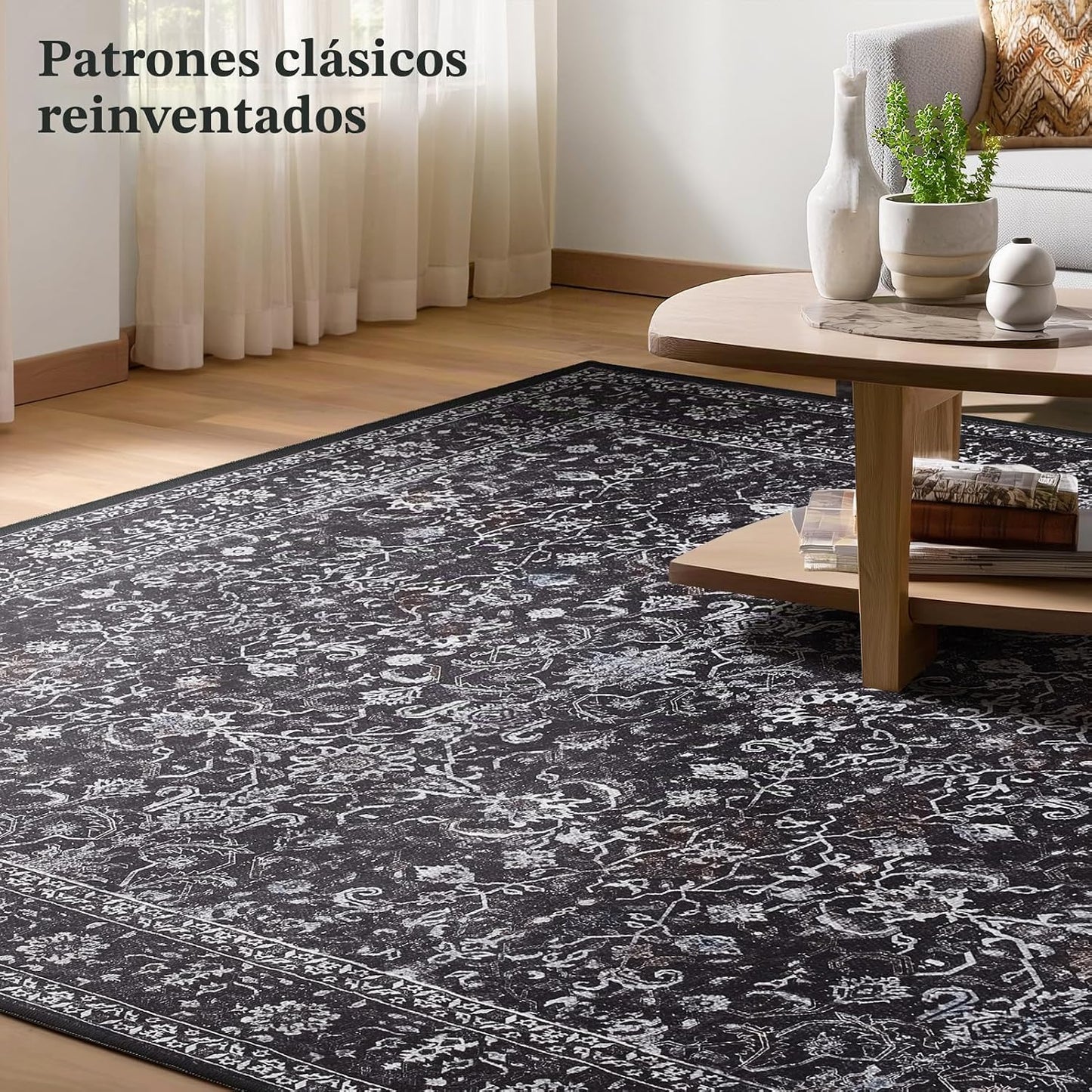 Jainmy Alfombras de área color carbón de 5 x 7 pies para sala de es...