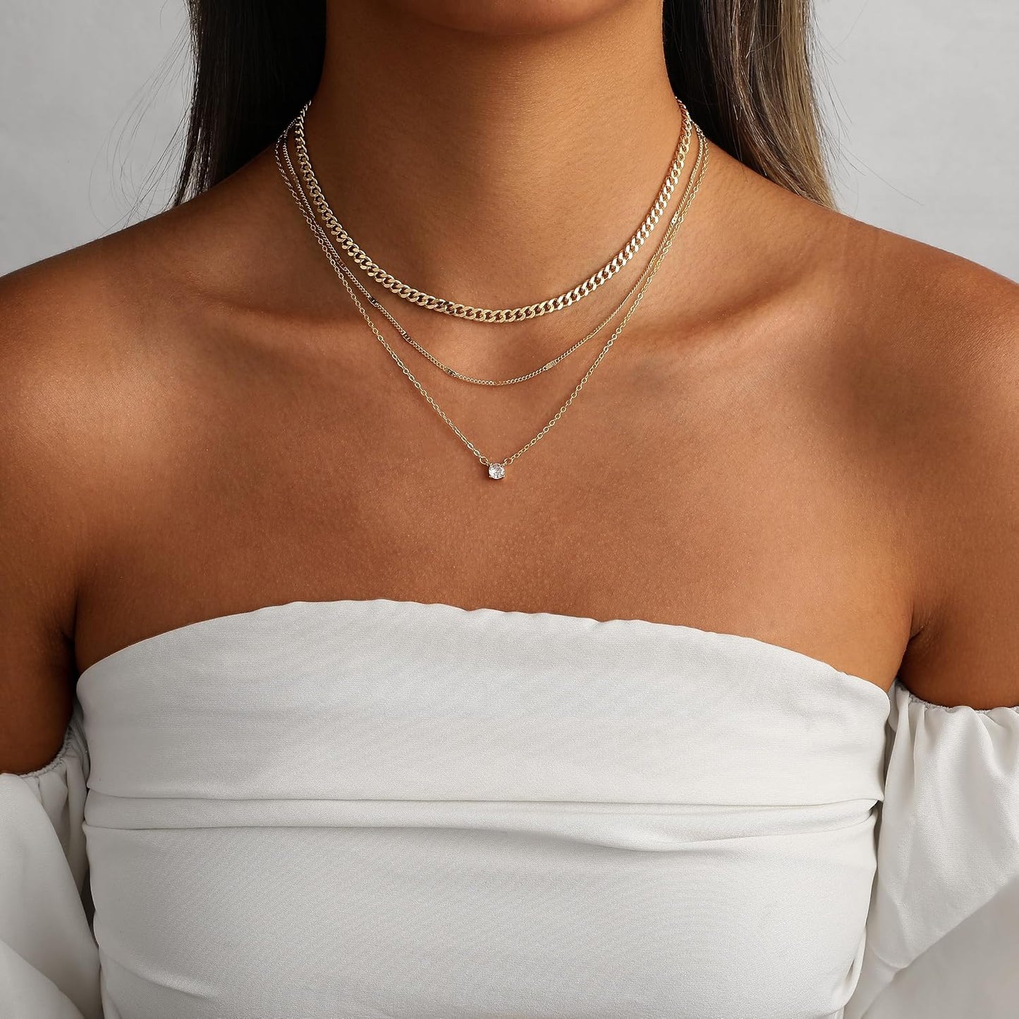Coshilta Collares de oro en capas para mujer, chapado en plata de l...