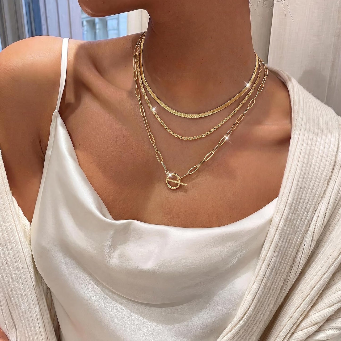 Carffordo - Collares chapados en oro para mujer, delicados collares...