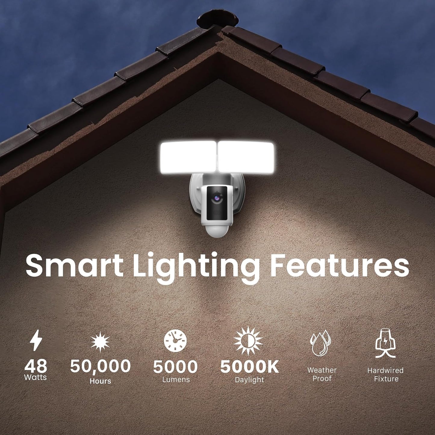 Feit Electric Cámara de seguridad con reflector WiFi, 5000 lúmenes,...
