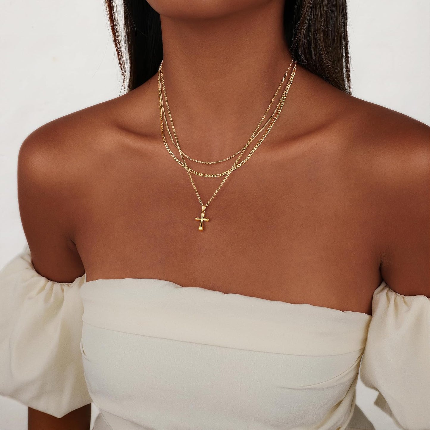CAROVO Collar en capas de oro\/plata para mujer, chapado en oro\/pl...