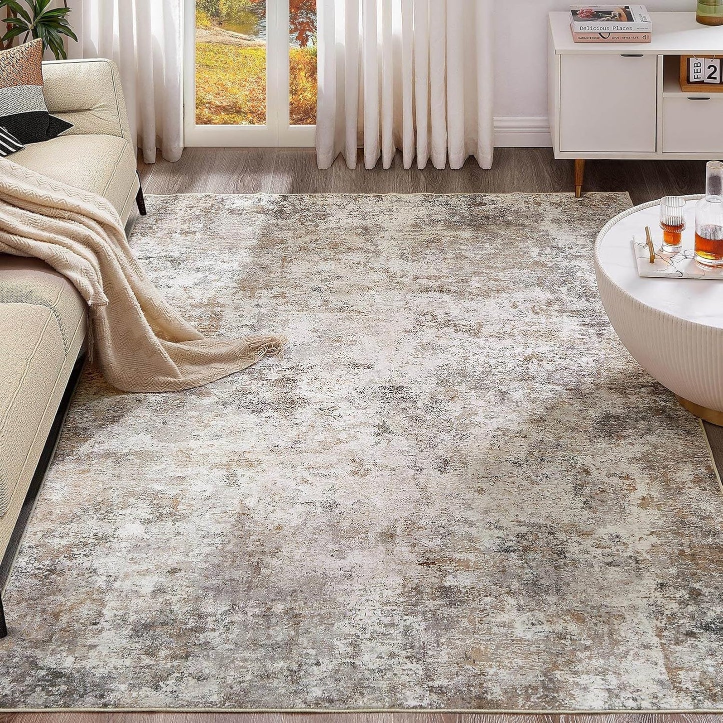 UERMEI - Tapete de área de 8 x 10 pies para sala de estar, lavable,...