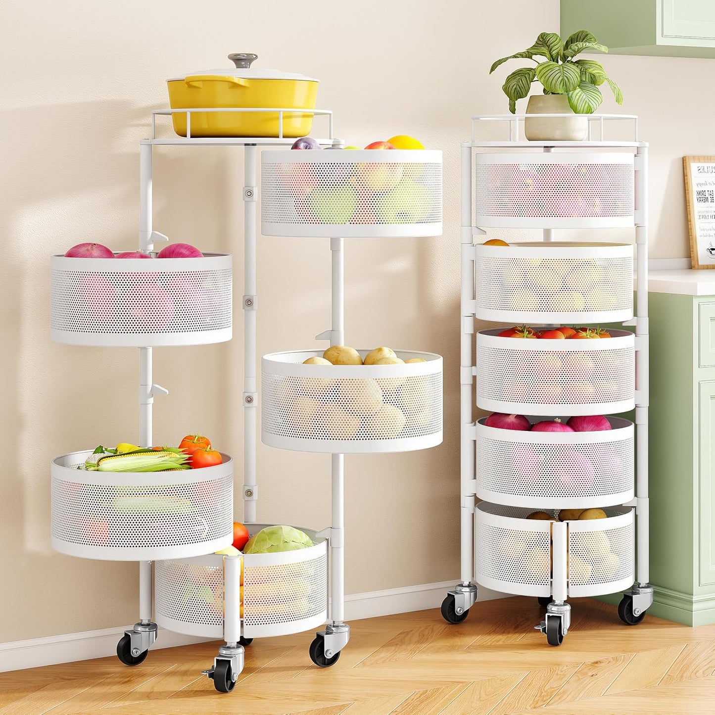 SNTD Cesta de frutas y verduras para cocina con tapa superior de me...