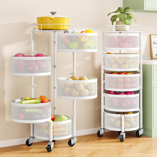 SNTD Cesta de frutas y verduras para cocina con tapa superior de me...