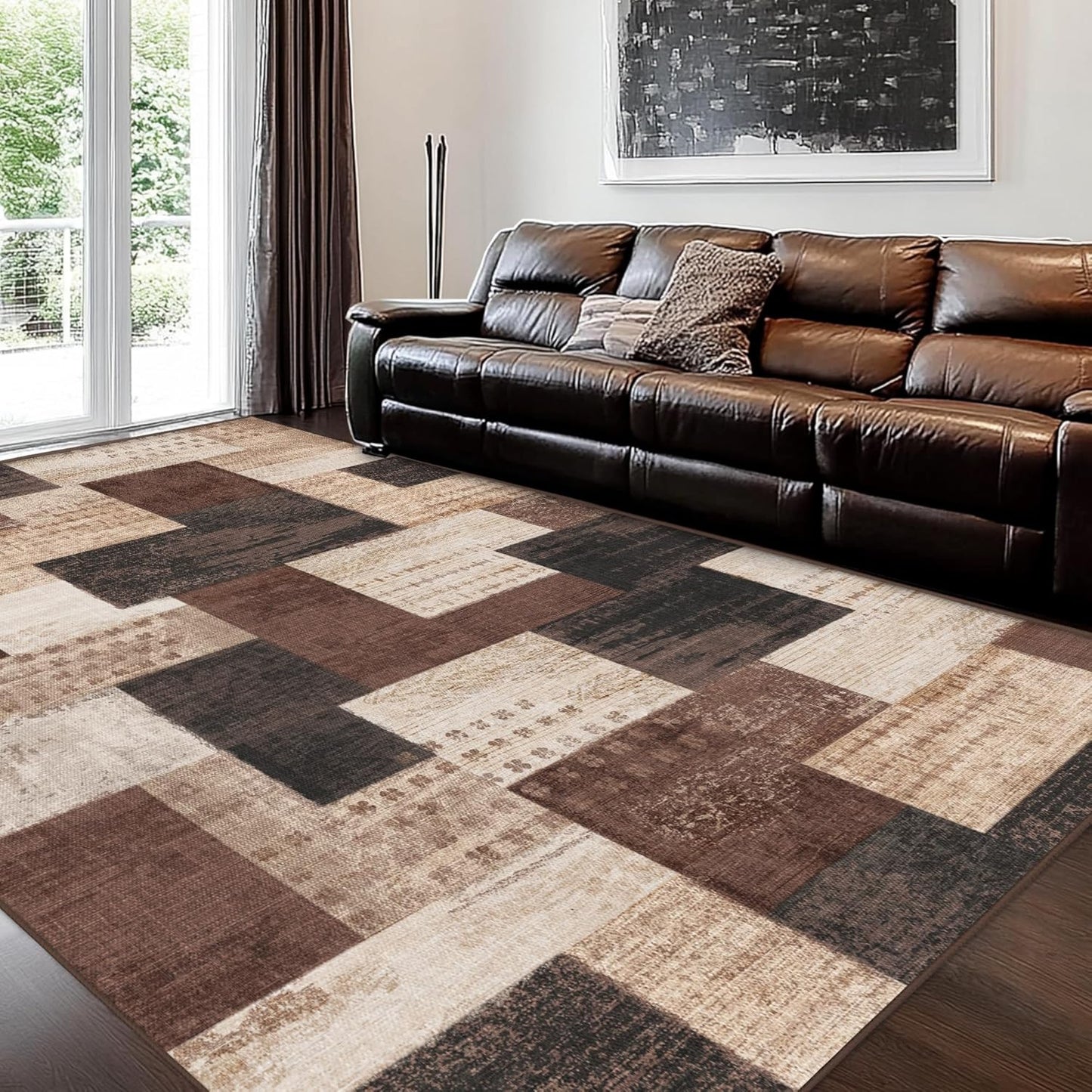 QDUIDU Alfombra moderna de retazos geométricos para interiores para...