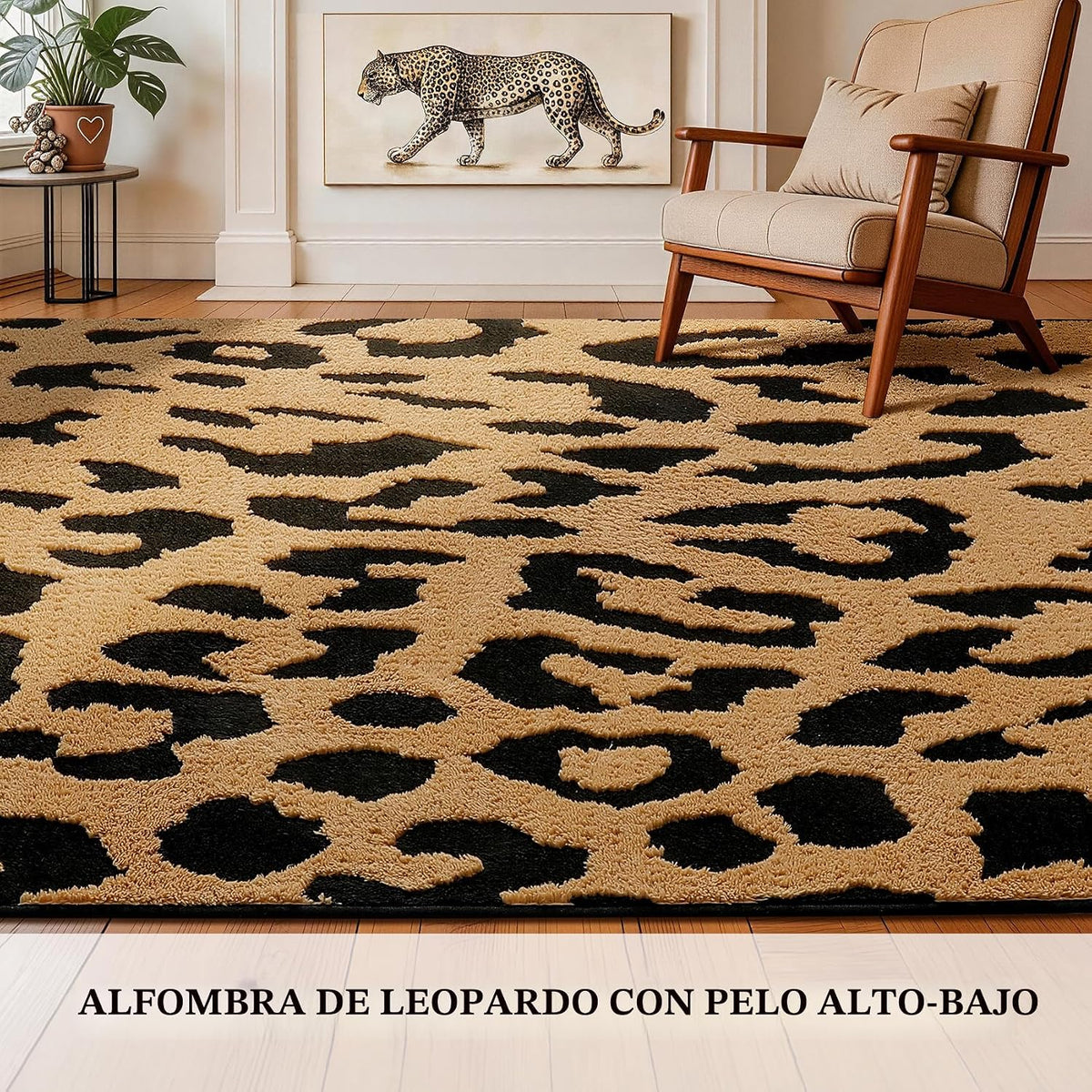 YIHOUSE Alfombras de leopardo de 5 x 7 pies, alfombra suave de felp...