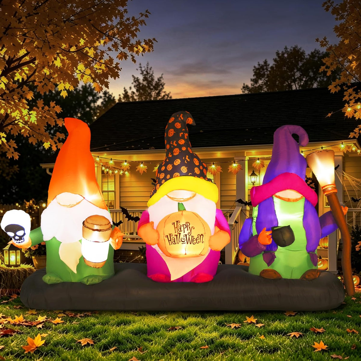 GIFTFIND Decoración inflable de 3 magos para Halloween de 9.4 pies...