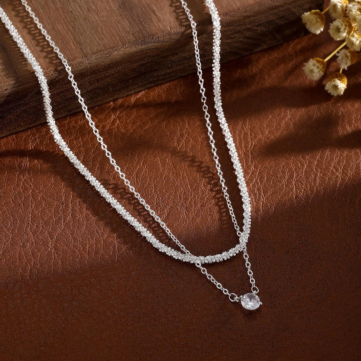 MIDEEO Collares en capas de oro para mujer, chapado en oro de 14 qu...