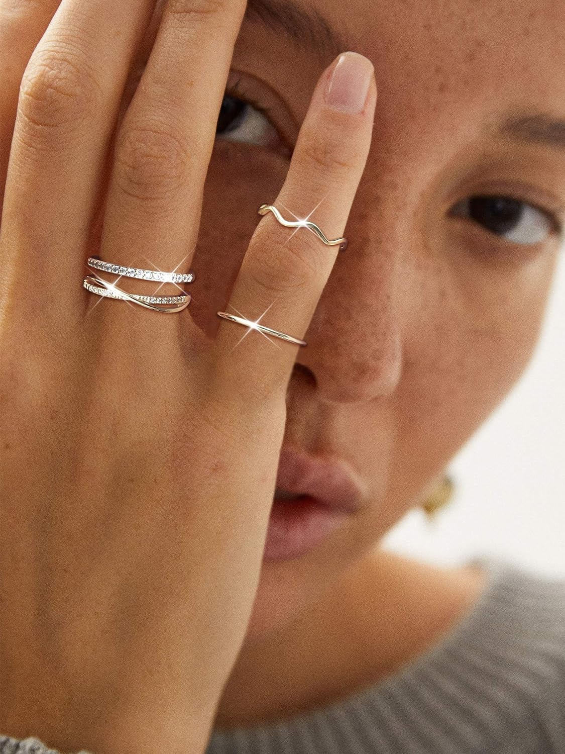 Anillos de oro apilables de Tungary para mujer, no se deslustran, a...