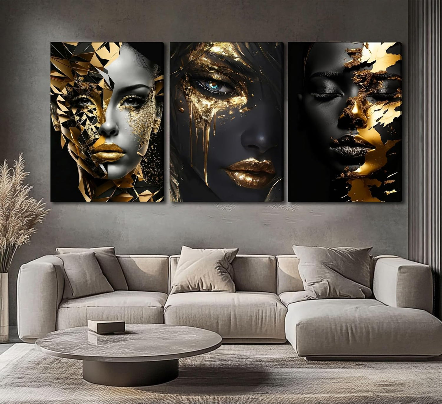 Arte abstracto de cara de mujer negra en lienzo para pared, pintura...