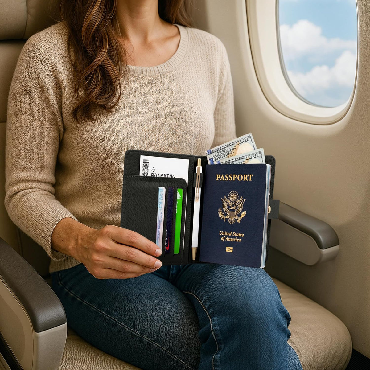 Hermoso soporte para pasaporte para viajes, bonita funda con soport...