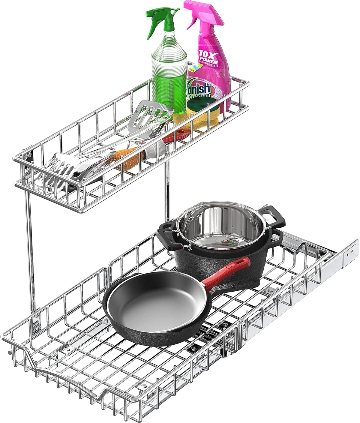 Simple Houseware Estante deslizante extraíble de 2 niveles (L+M) pa...