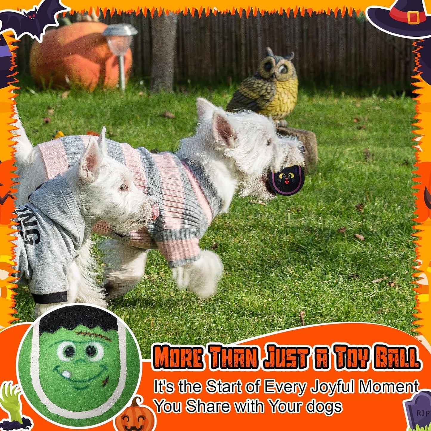 Civaner 18 juguetes de Halloween para perros a granel, pelotas de t...
