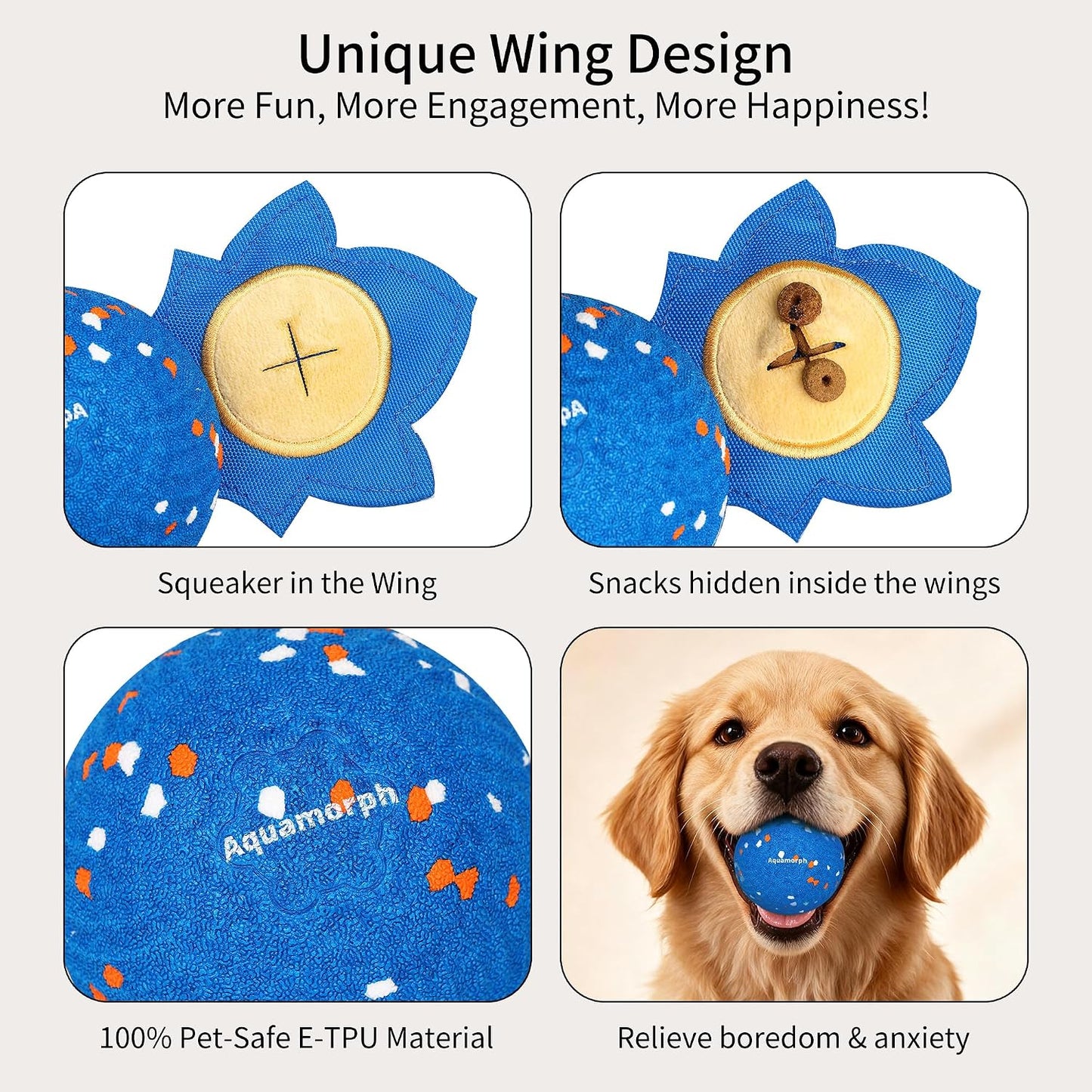 Juguete vibratorio interactivo para perros con alas chirriantes par...
