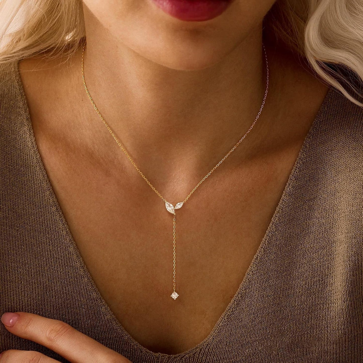 FUCJOEE Collar de oro para mujer, delicado collar largo de Lariat c...