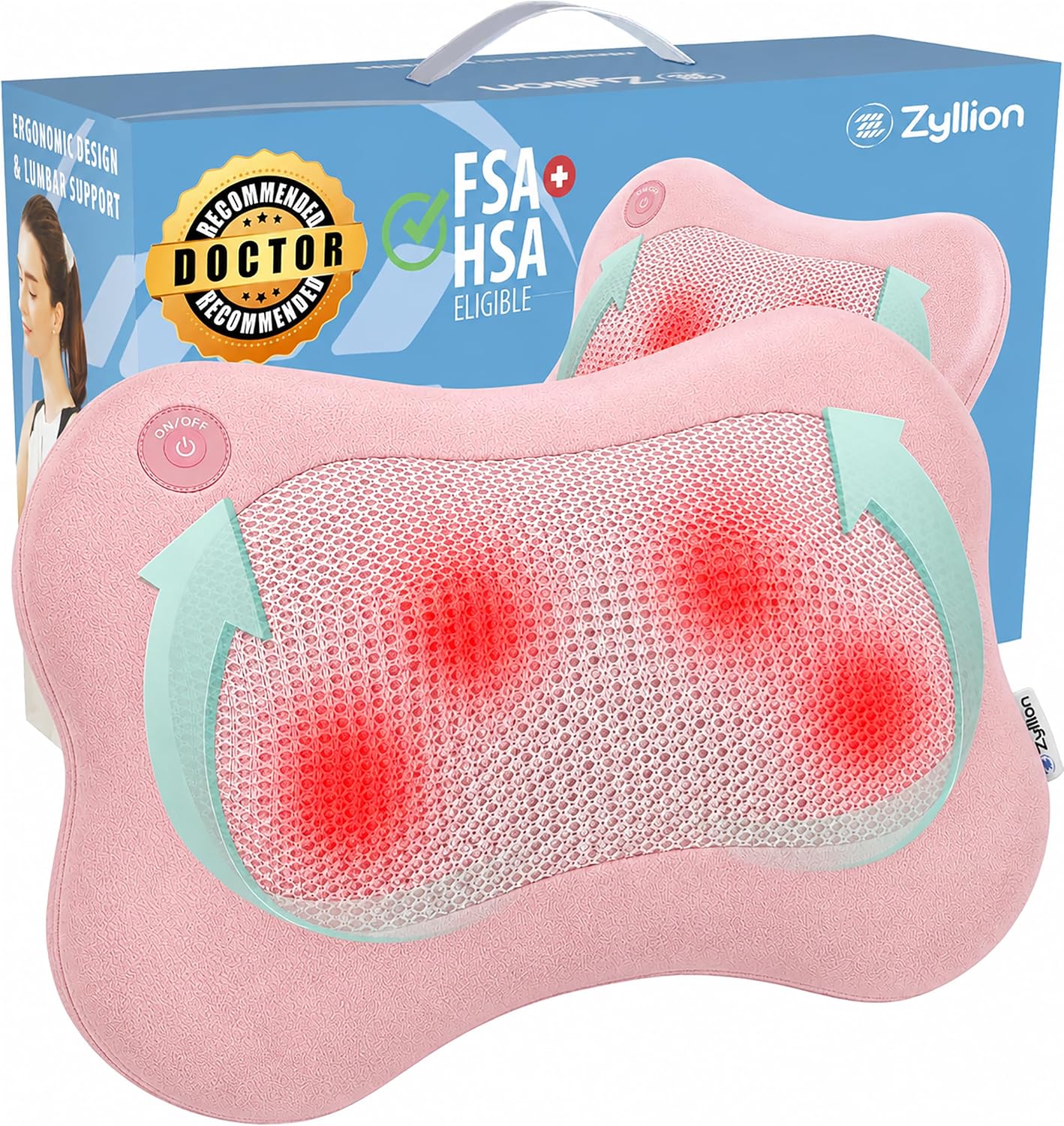 Zyllion ZMA-13 Masajeador de espalda y cuello con calor para alivia...