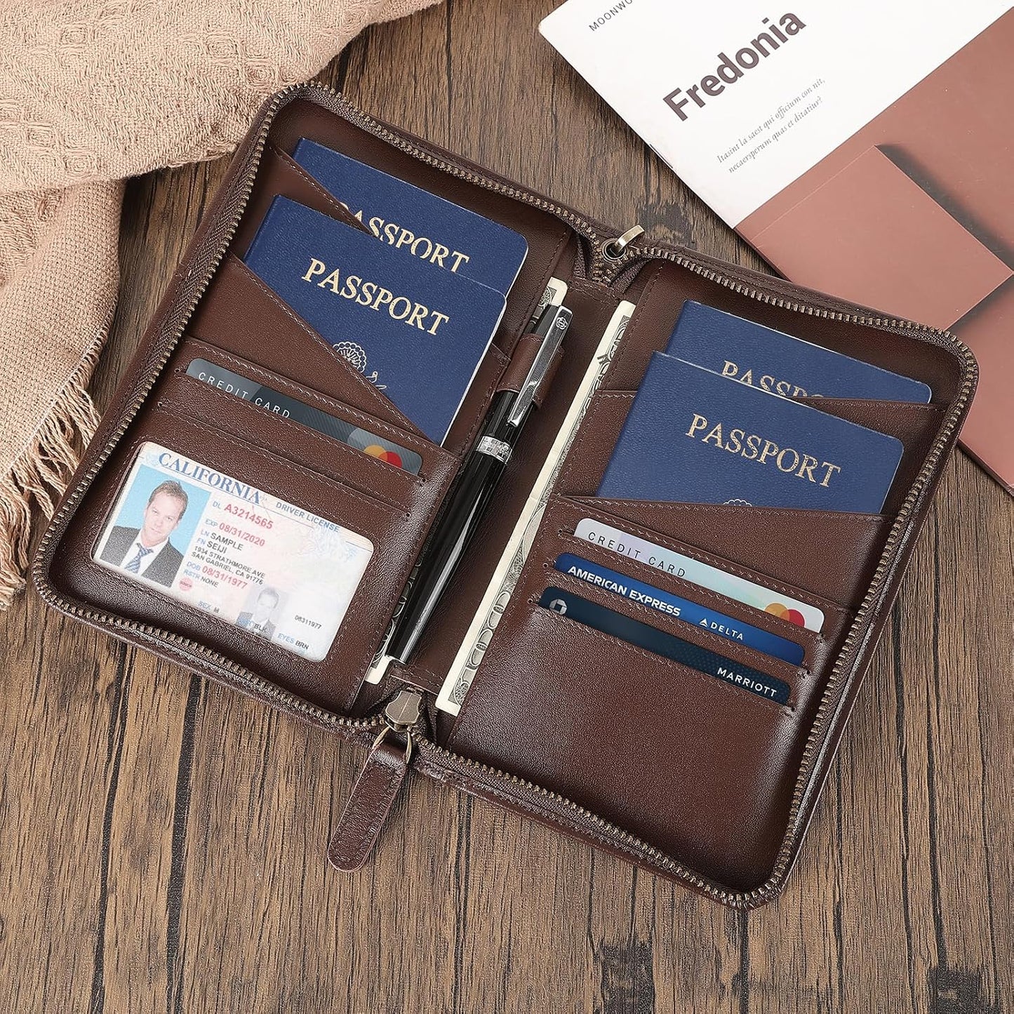 Polare - Funda para pasaporte de cuero de grano completo para hombr...