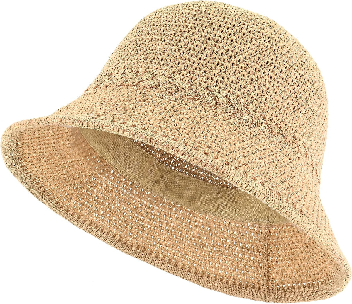 Sombrero de pescador de ganchillo para mujer, sombrero ligero de pa...