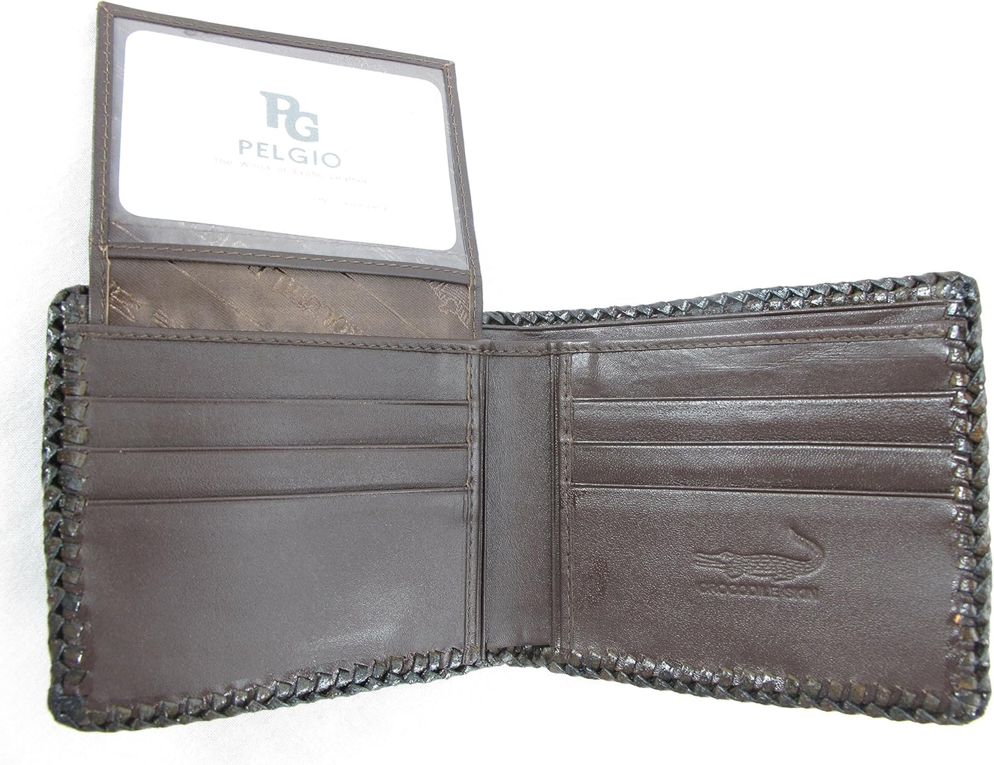 Pelgio Genuino cocodrilo cocodrilo backbone piel hecha a mano doble...