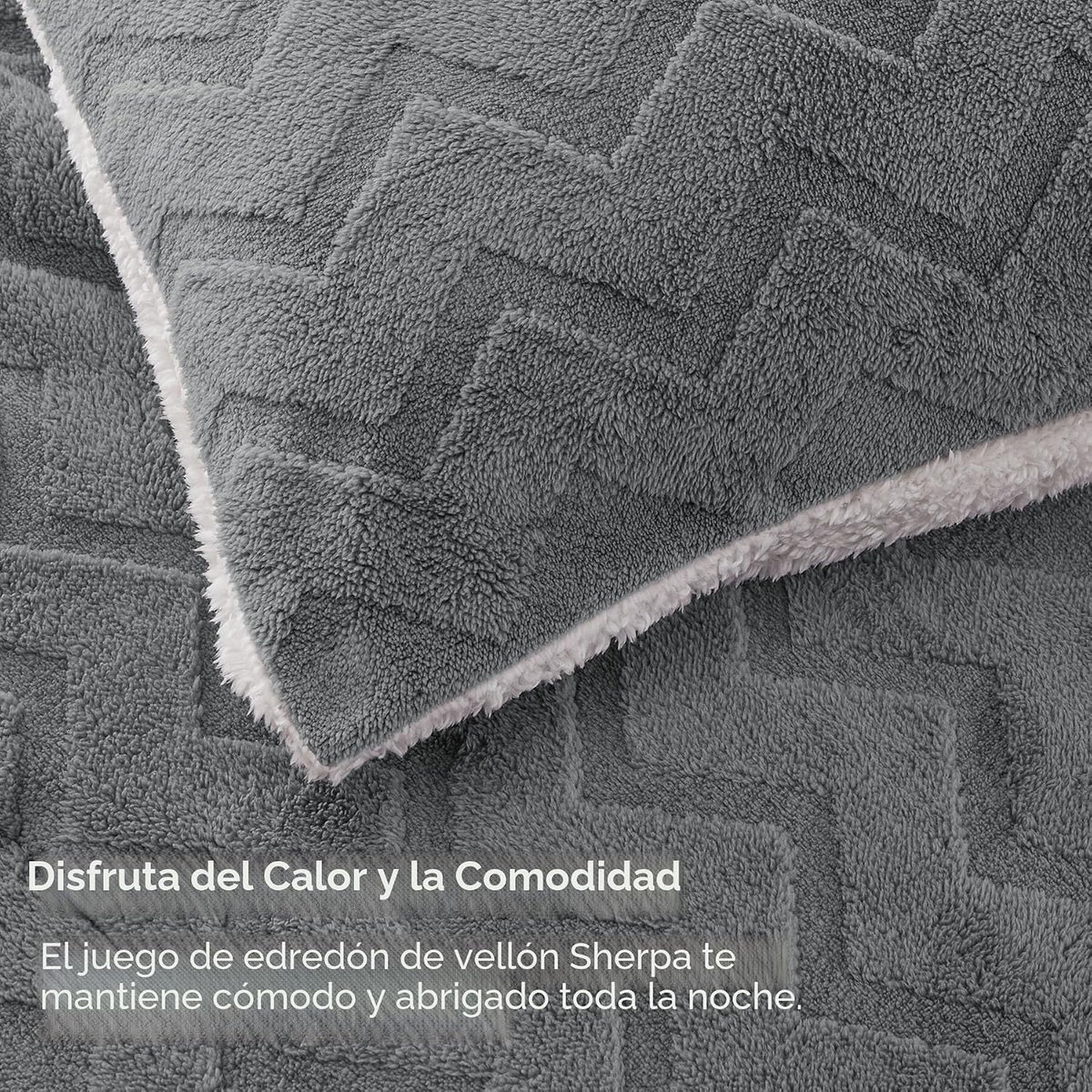 BEDELITE Juego de edredón de sherpa mullido, color gris | Ropa de c...
