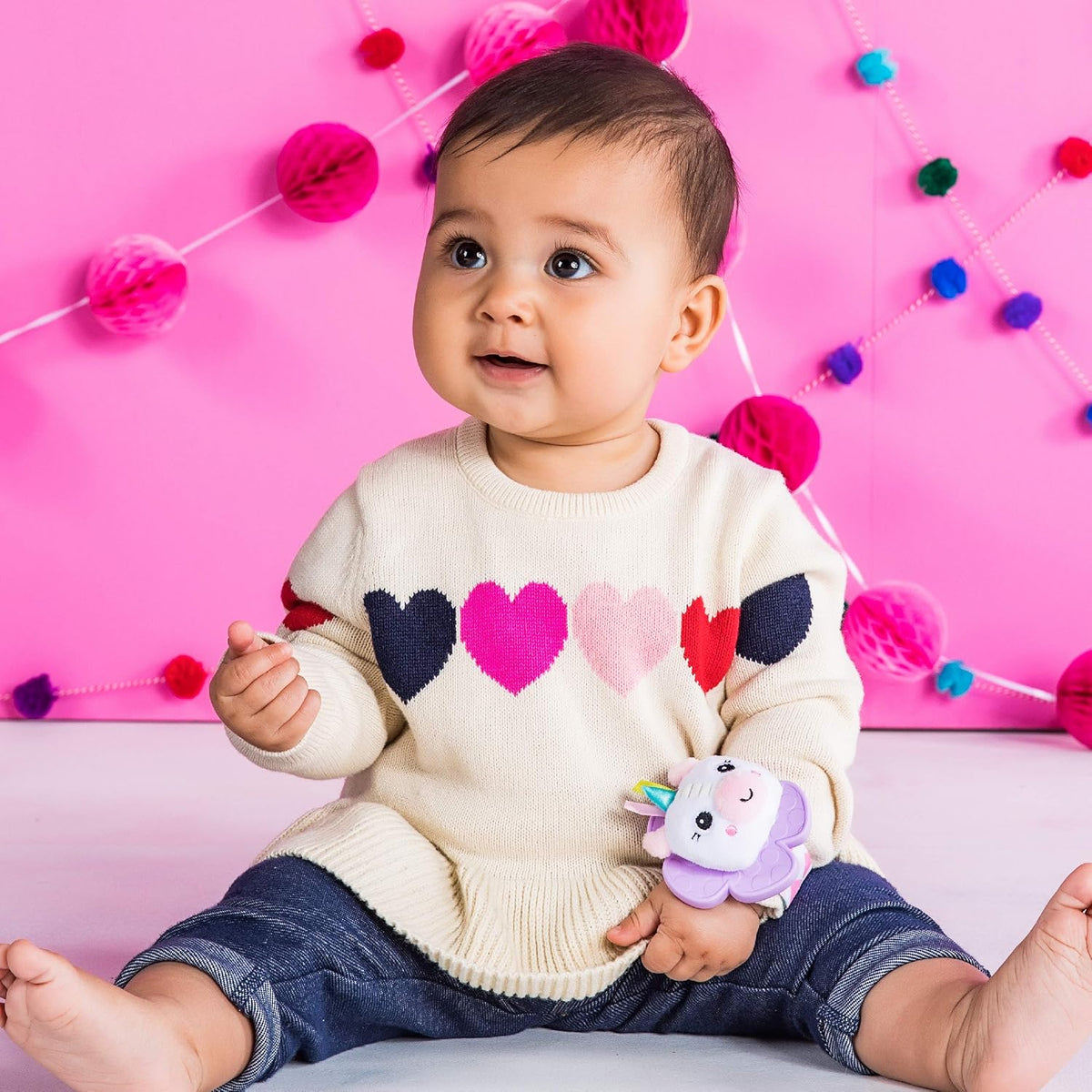 Bright Starts Rattle &amp; Teethe Wrist Pals juguete, unicornio y l...