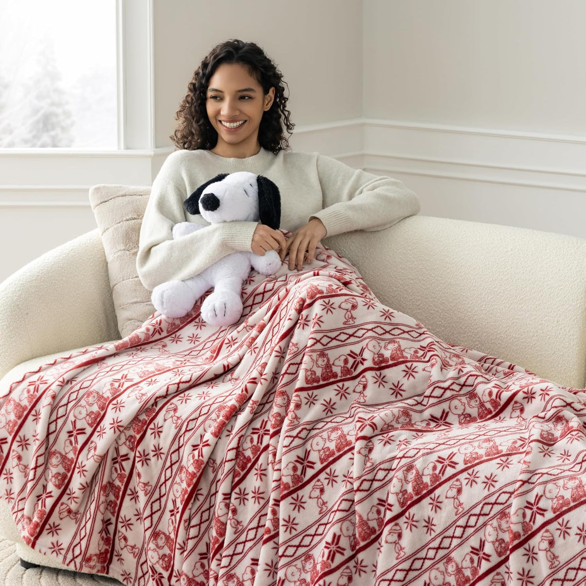Berkshire Peanuts® VelvetLoft® - Manta de felpa de Snoopy con bonit...