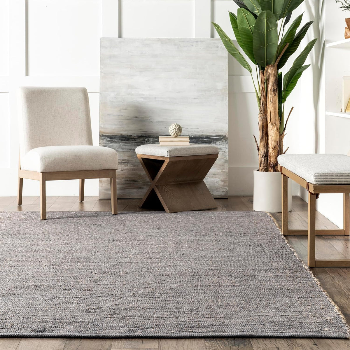 nuLOOM Elfriede, hecha a mano, gris\/marfil, 11'6" x 14'...