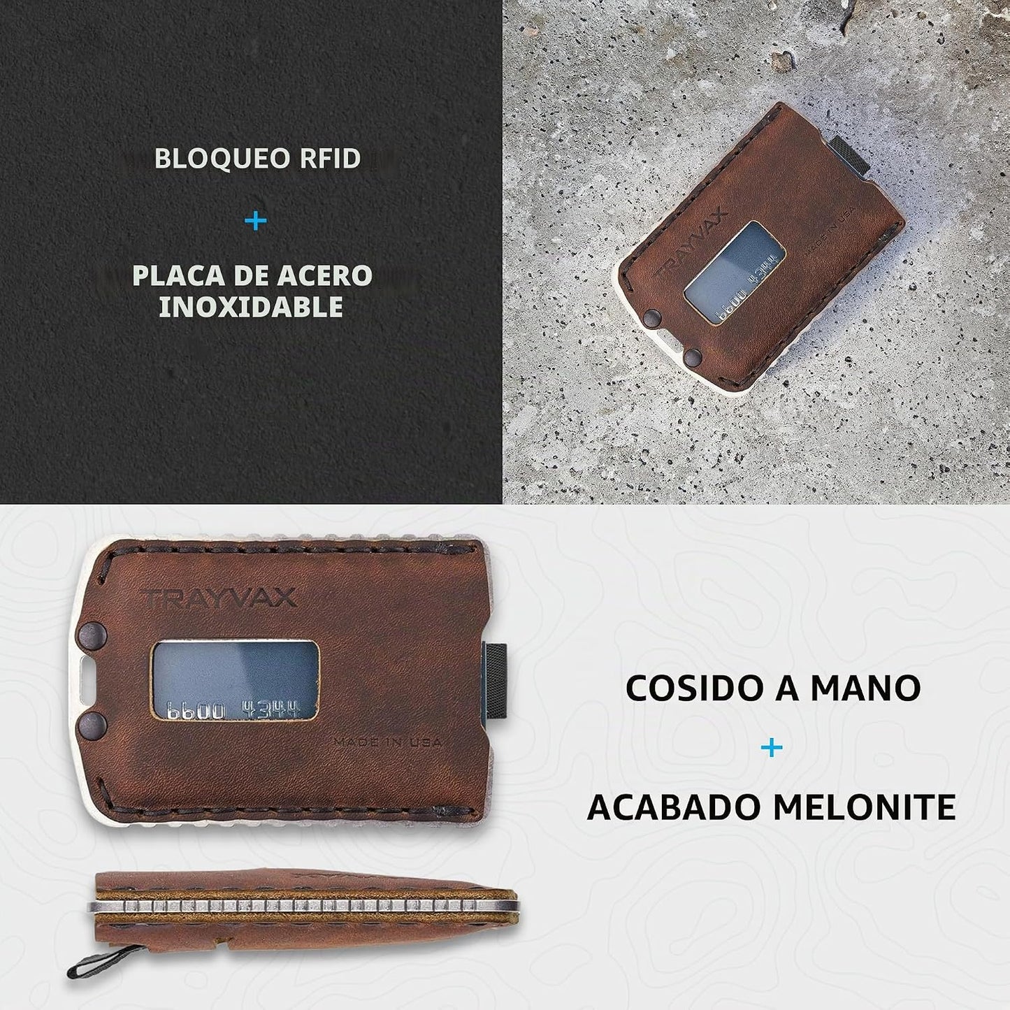 Trayvax Ascent - Cartera con bolsillo frontal RFID para dinero y ta...