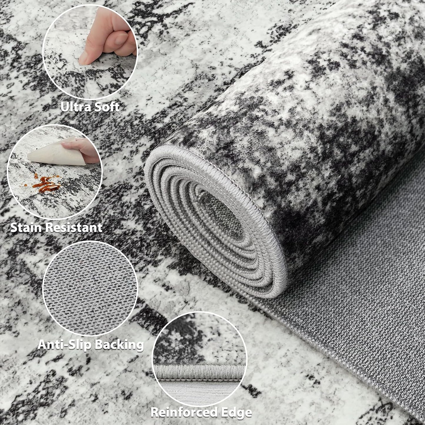 Alfombras de 8x10 para sala de estar: Alfombra abstracta lavable co...