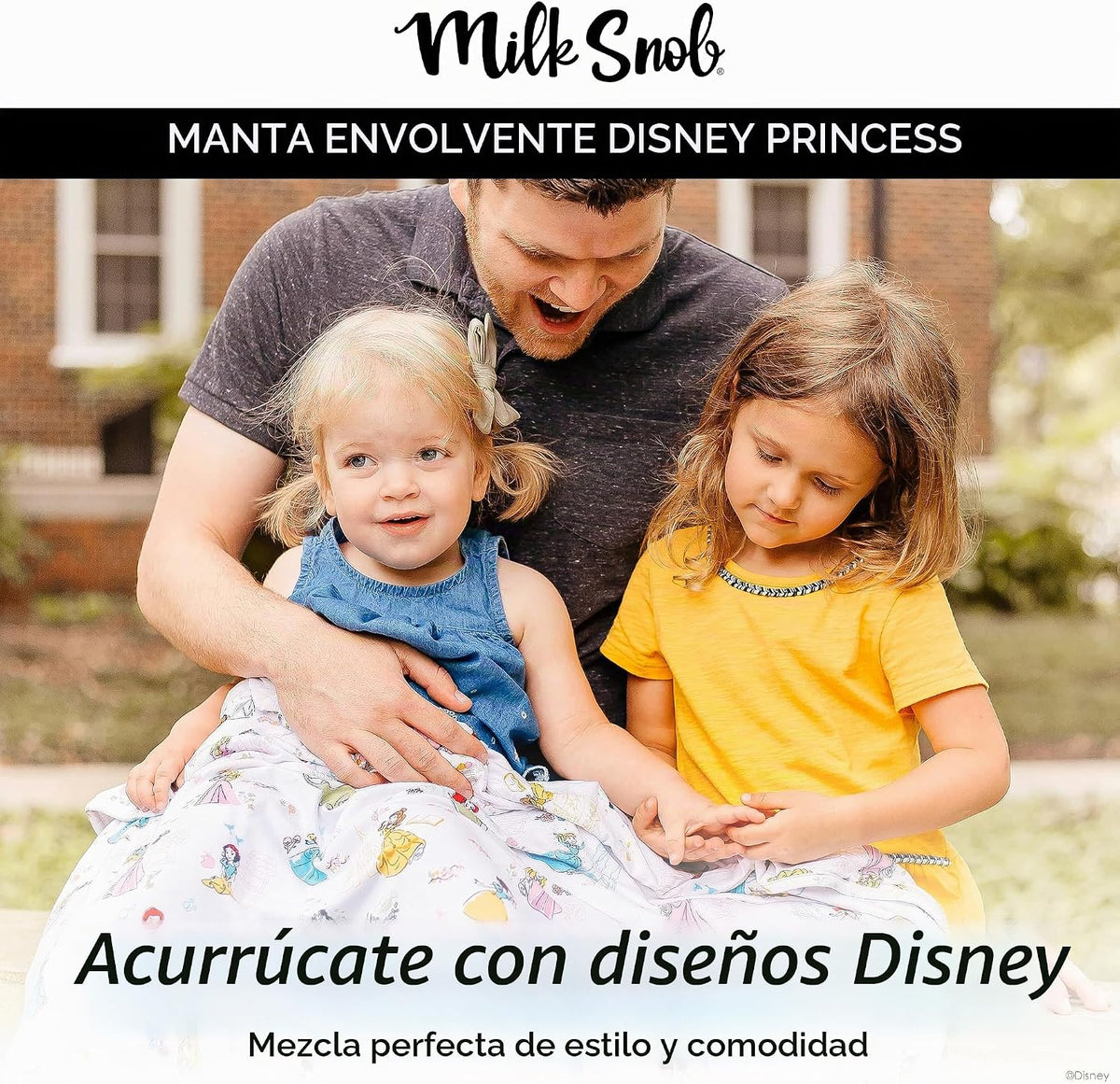 Milk Snob Manta para envolver bebés Disney Princesa para niña, suav...