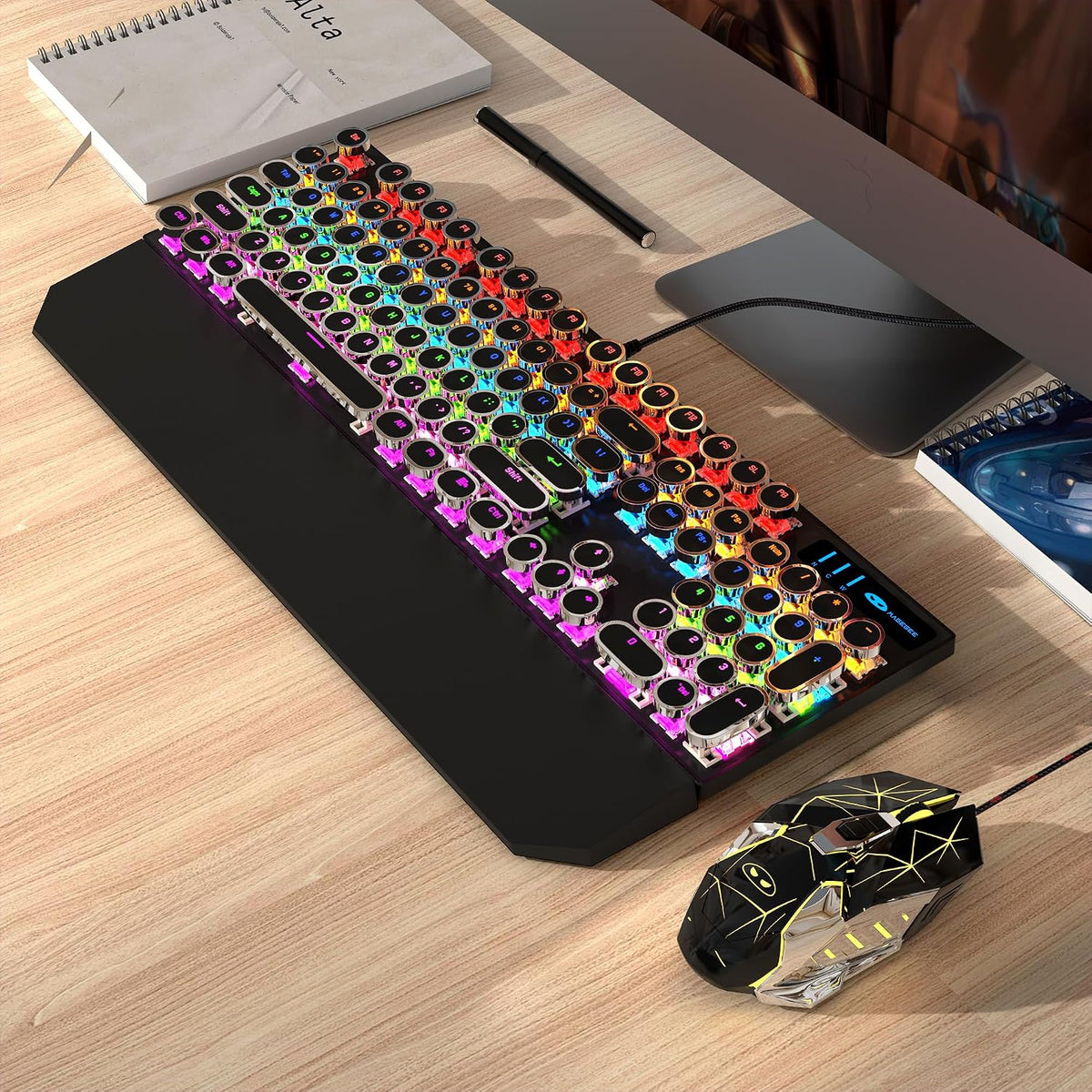 Combo de Teclado Mecánico y Mouse para Gaming de Máquina de Escribi...