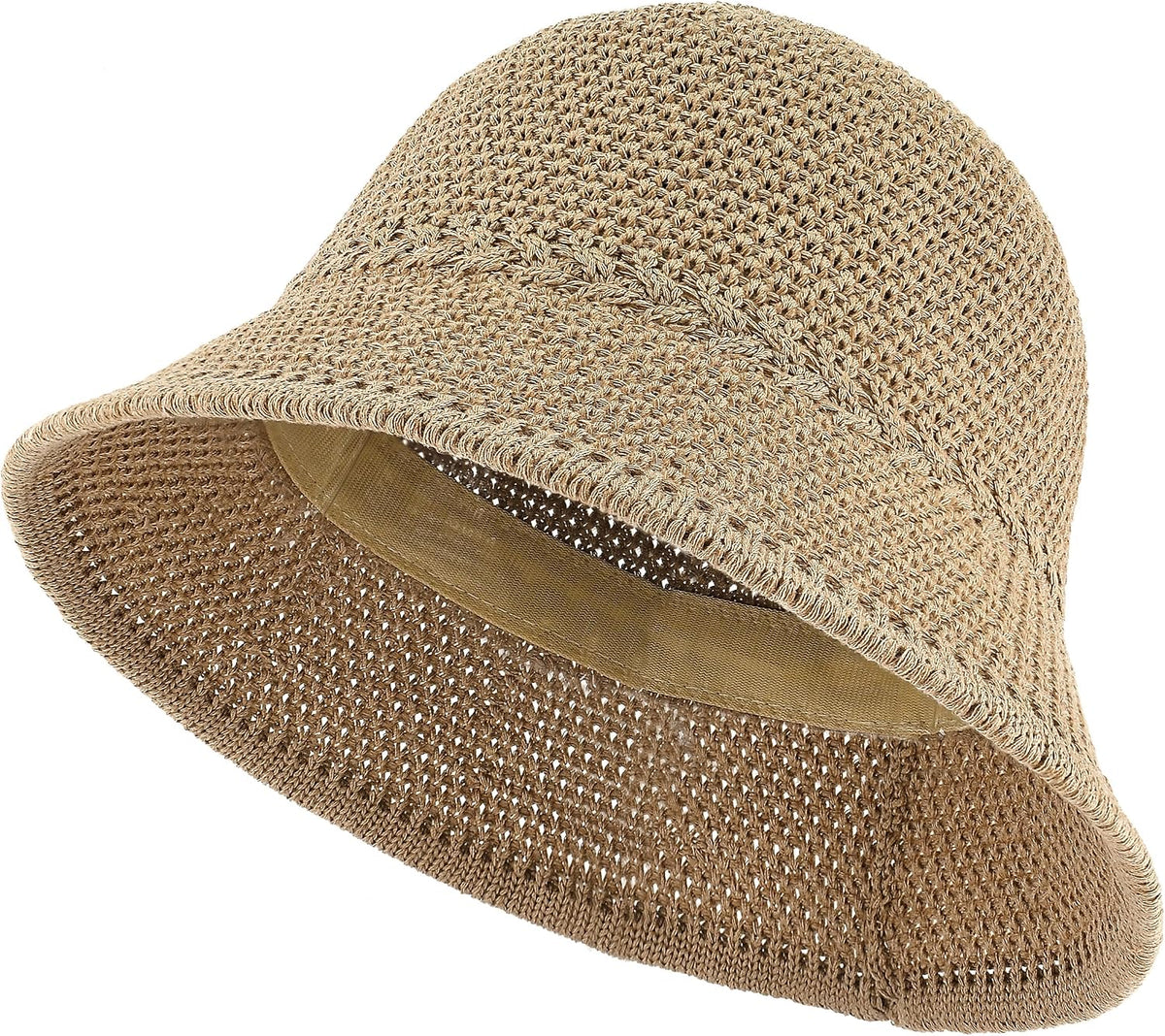 Sombrero de pescador de ganchillo para mujer, sombrero ligero de pa...