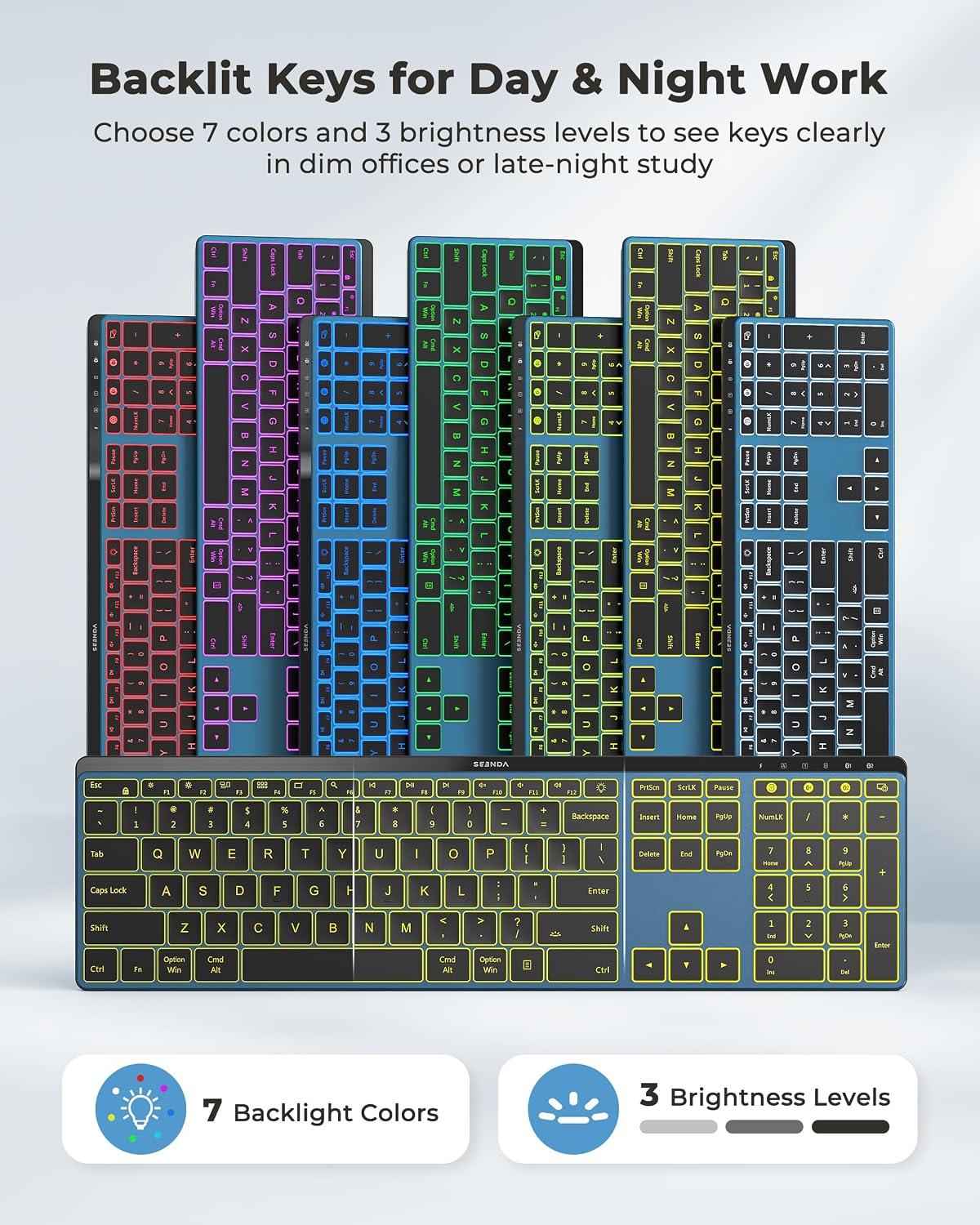 seenda COE64-3 Pro Combo de teclado inalámbrico Bluetooth y ratón |...