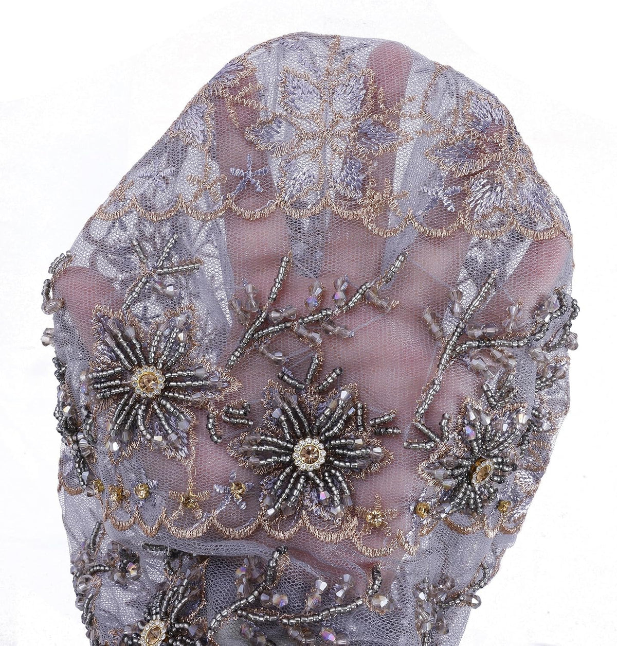 Turbante para mujer, con cuentas de encaje, musulmán, hijab, gorro...