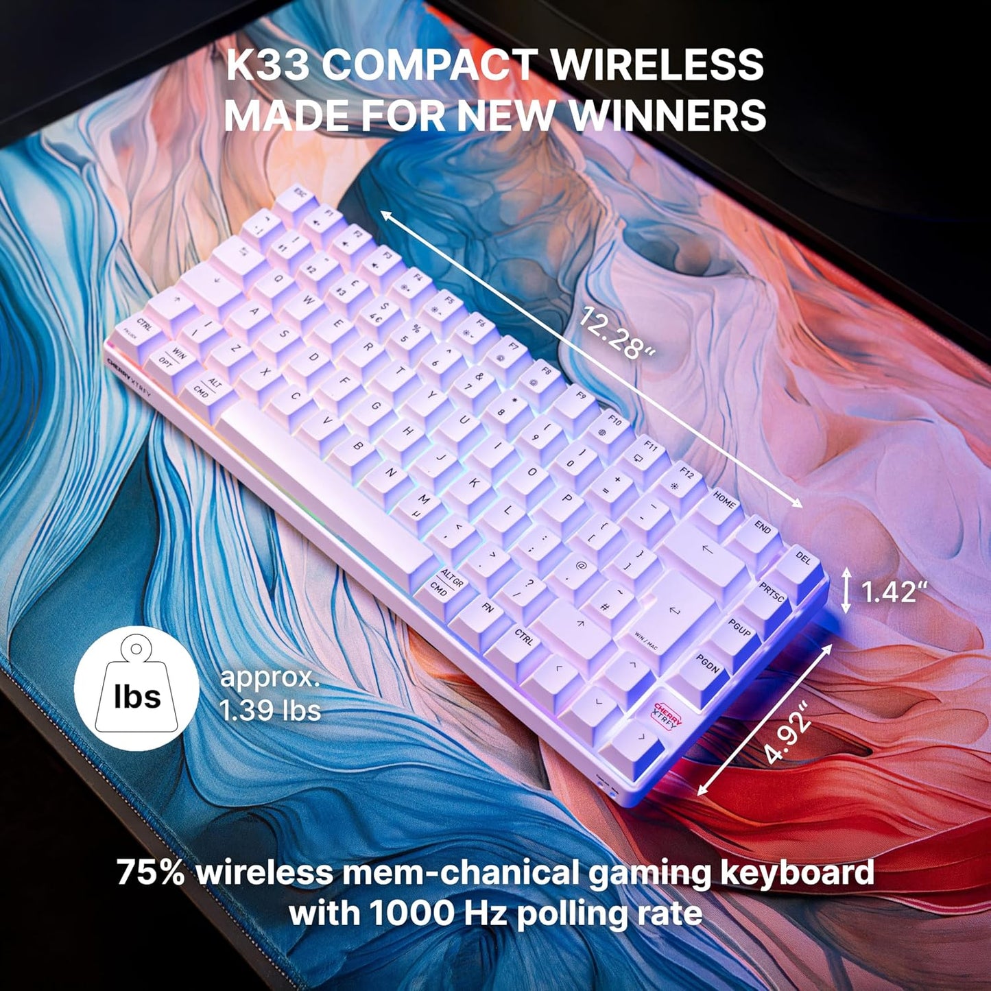 CHERRY XTRFY K33 - Teclado compacto inalámbrico, 75% Mem-chanical p...