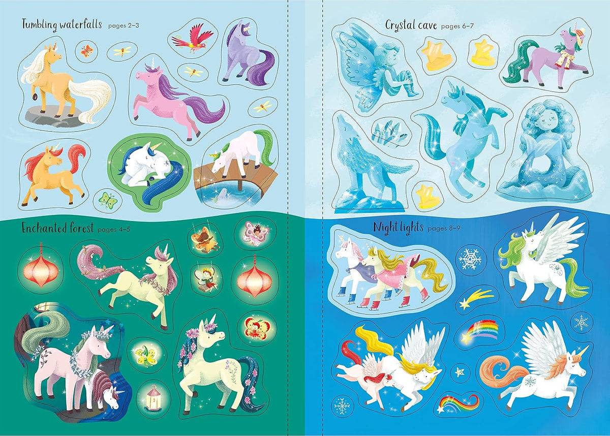 Libro de pegatinas de unicornios brillantes: actividad interactiva...