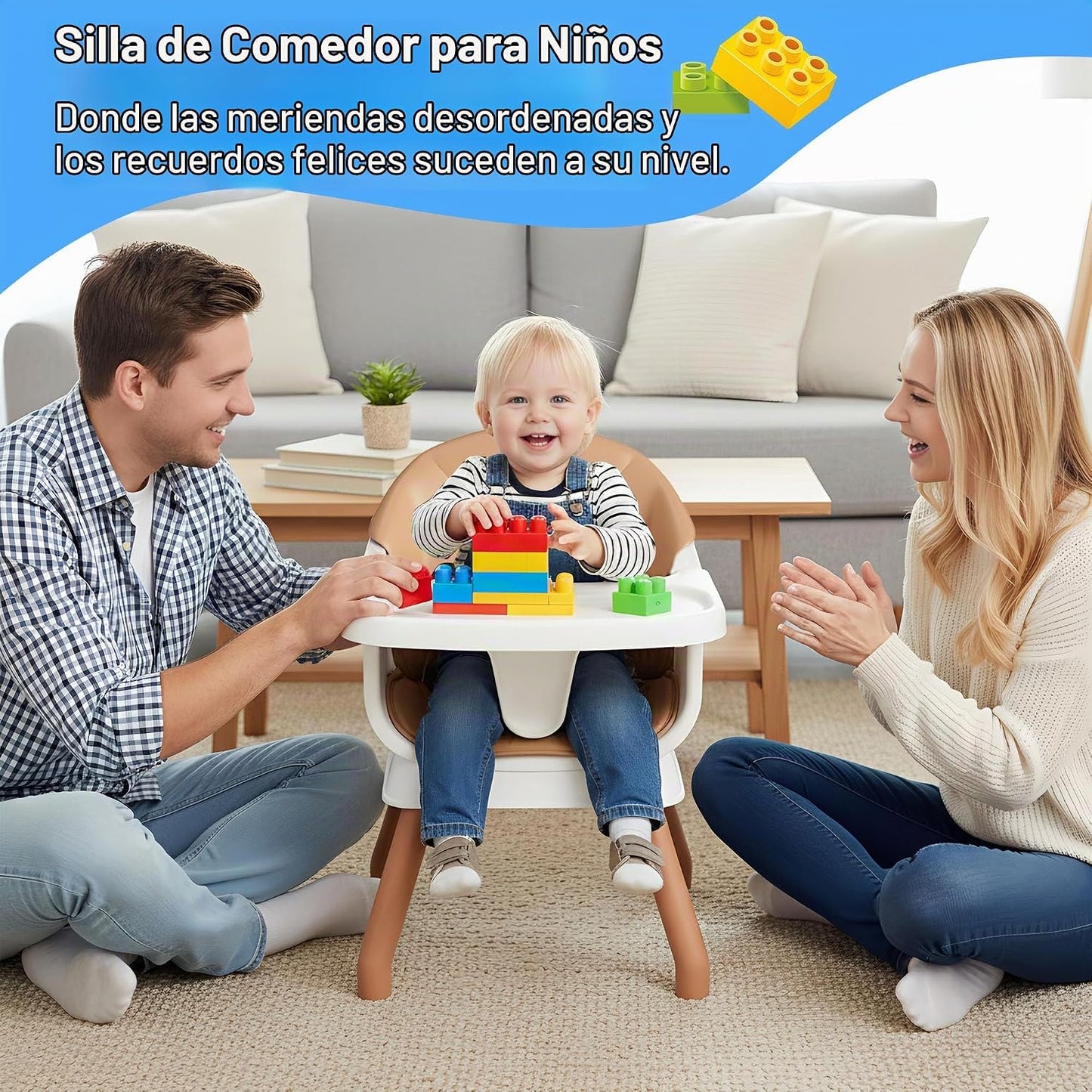Silla alta 6 en 1 para bebés y niños pequeños, silla alta para bebé...