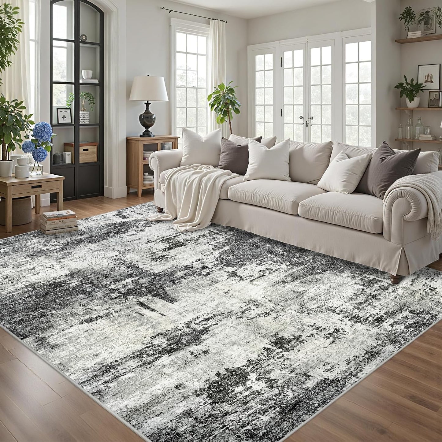 Alfombras de 8x10 para sala de estar: Alfombra abstracta lavable co...