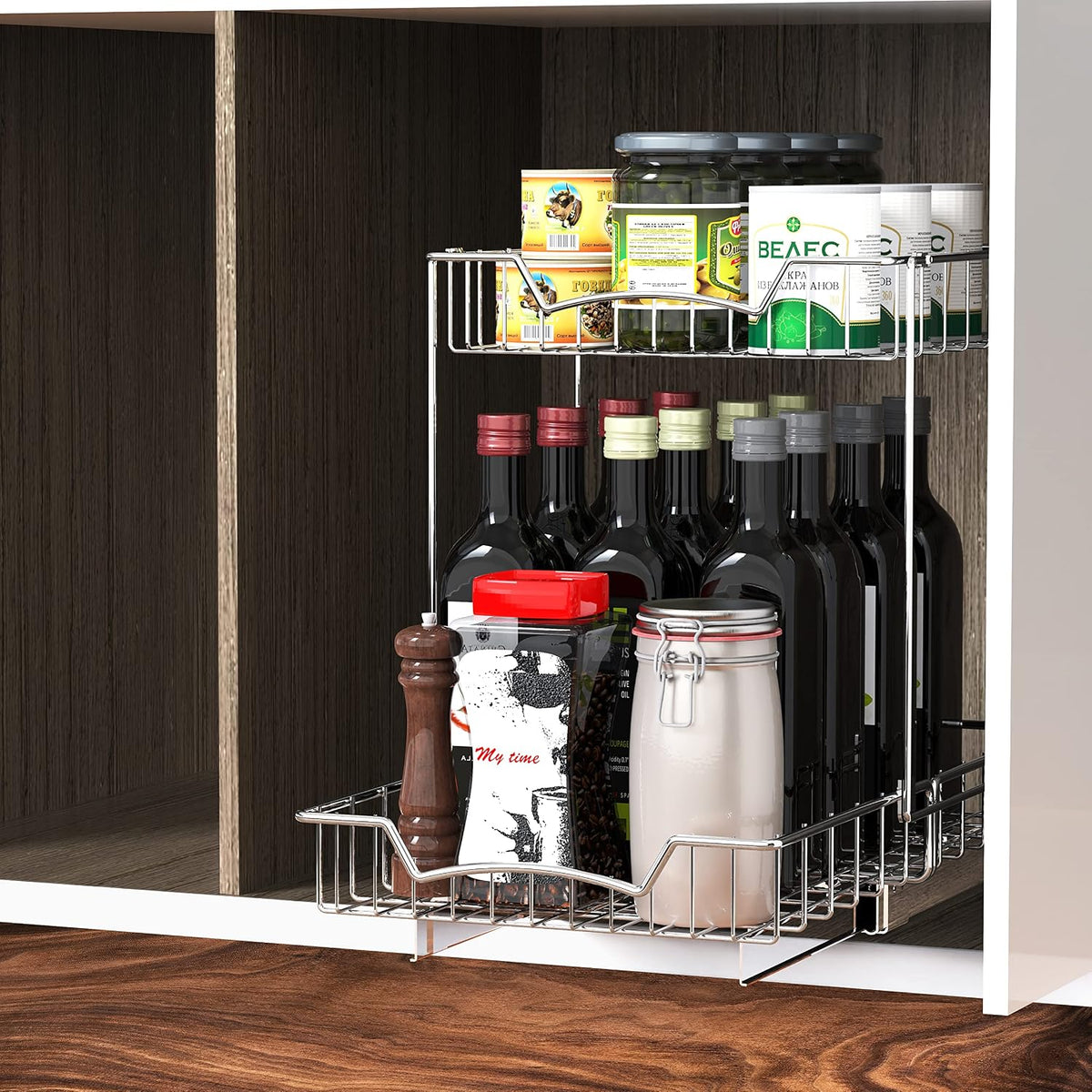 Simple Houseware Estante deslizante extraíble de 2 niveles (L+L) pa...