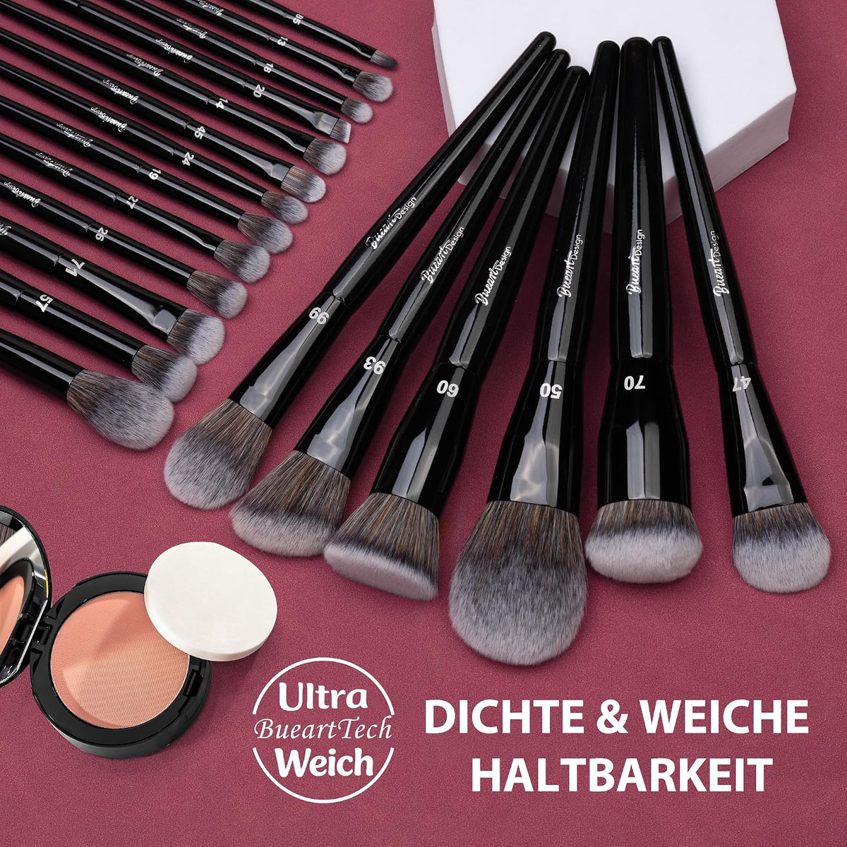 Bueart Design Juego de 19 Brochas de Maquillaje de Grado Profesiona...