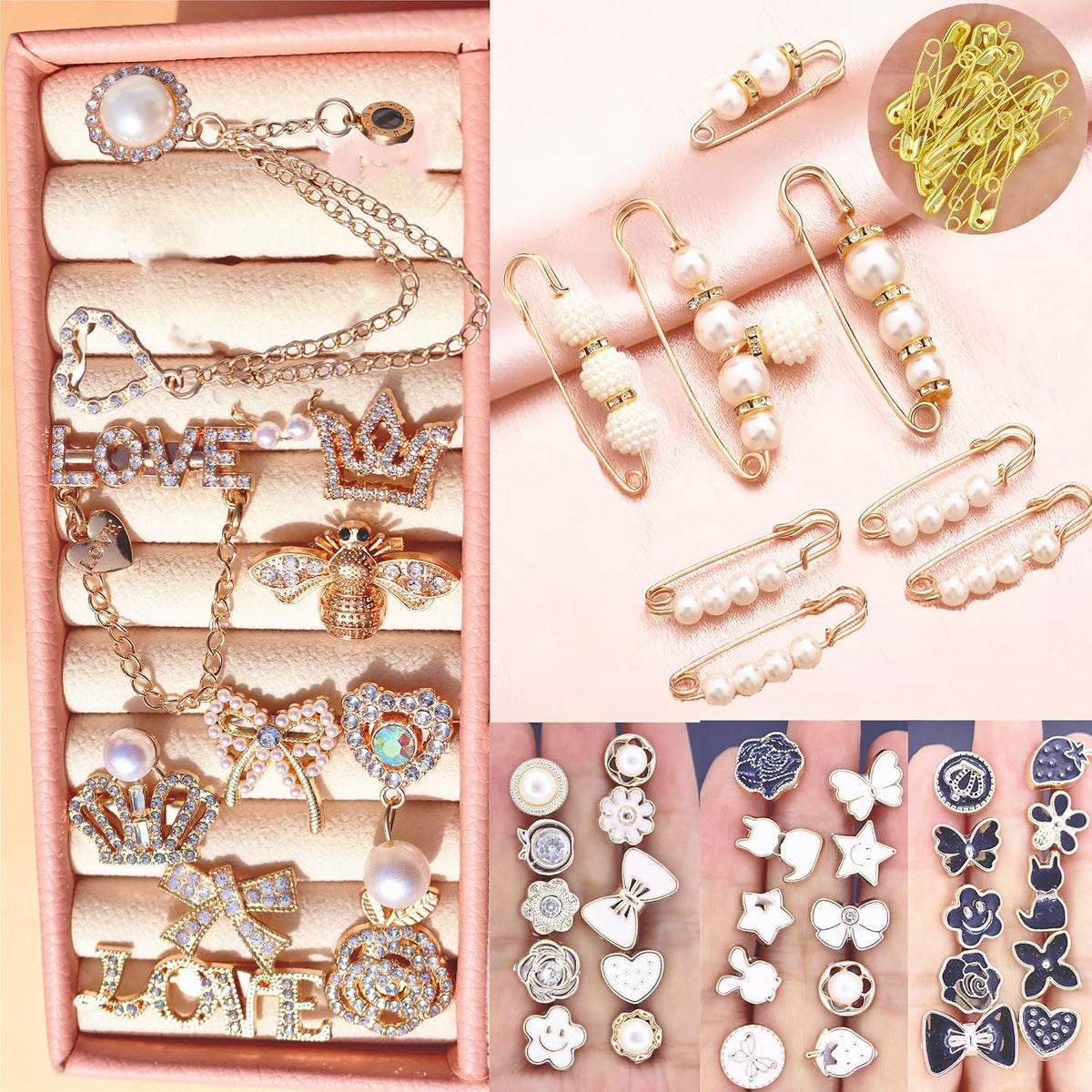 Kit de 72 dijes para calcetines Junk, broches y alfileres dorados p...