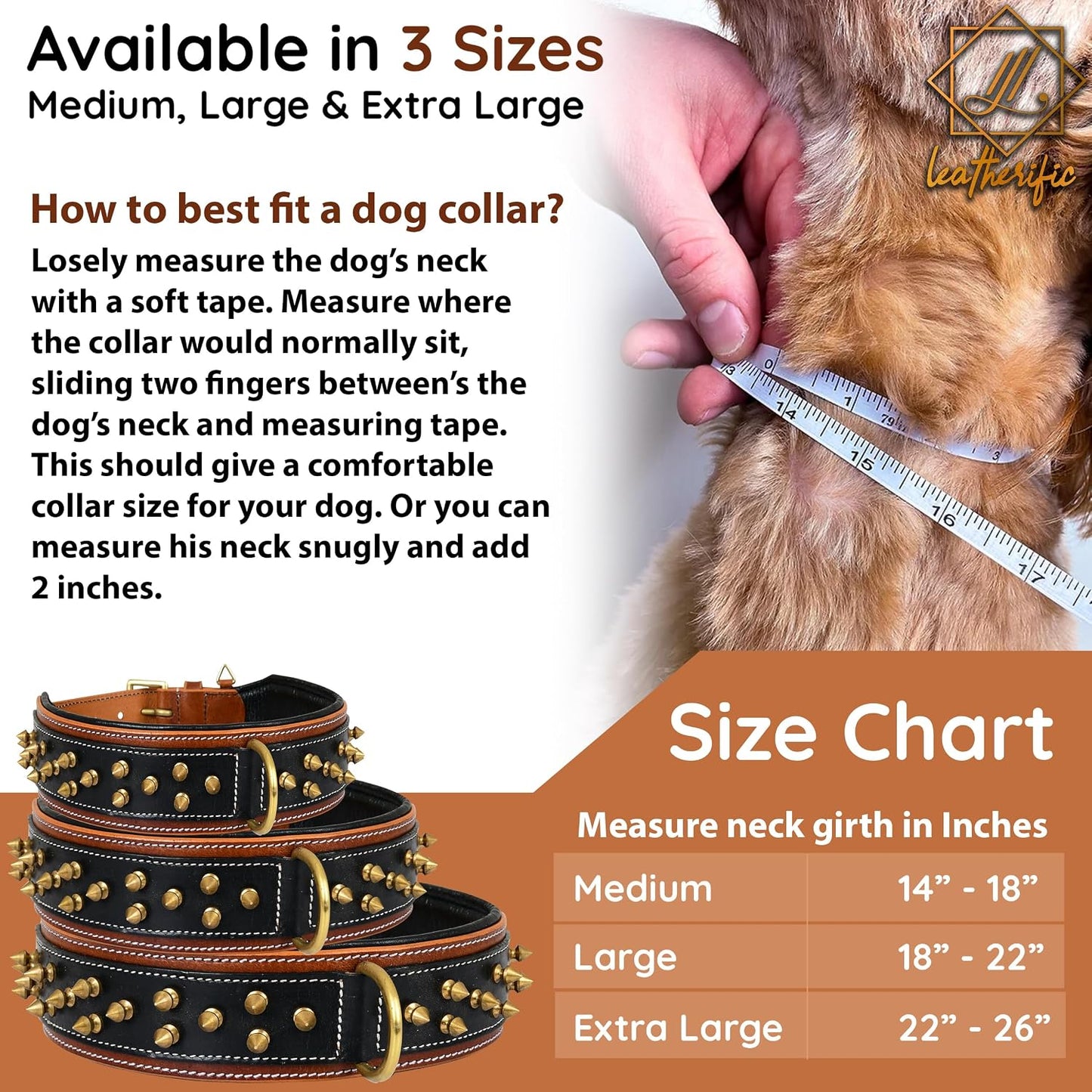 Leatherific - Collar de piel auténtica para perro, cuero bridle de...