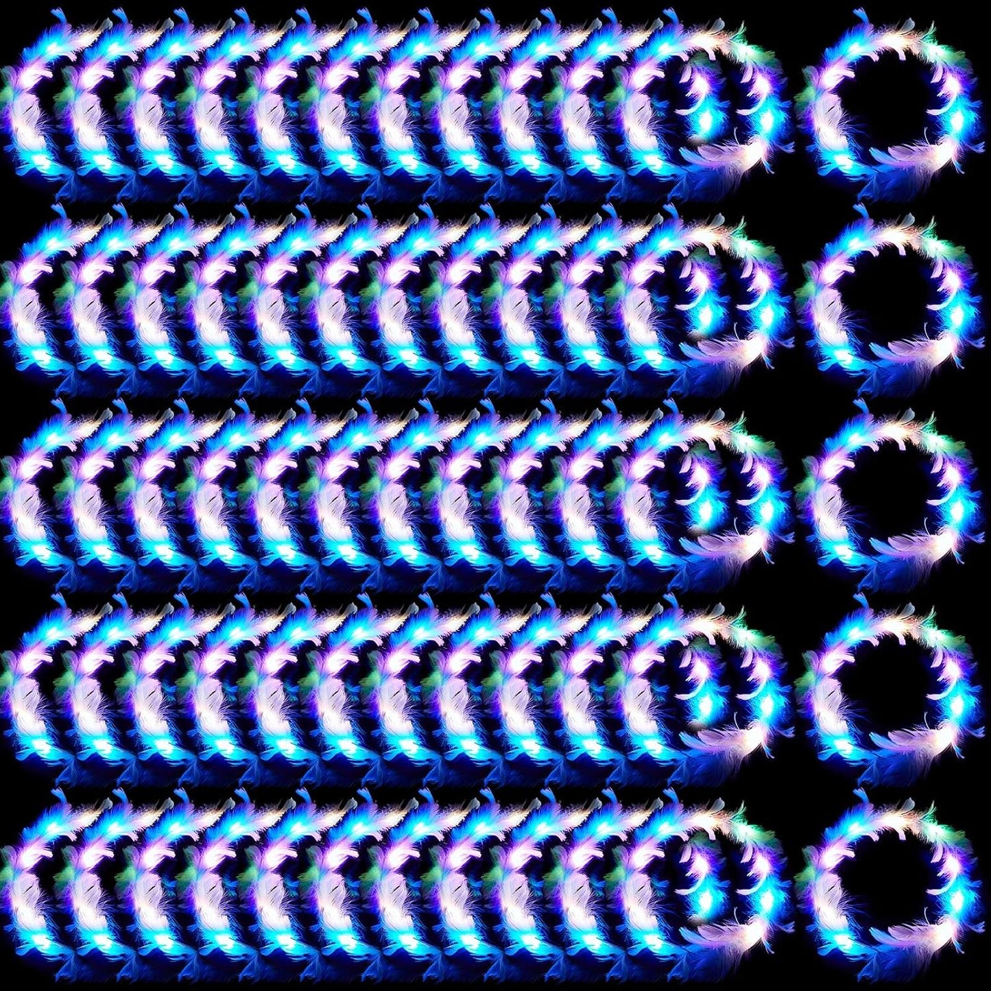 Taiyin - 100 diademas de corona de plumas LED para boda, color maca...