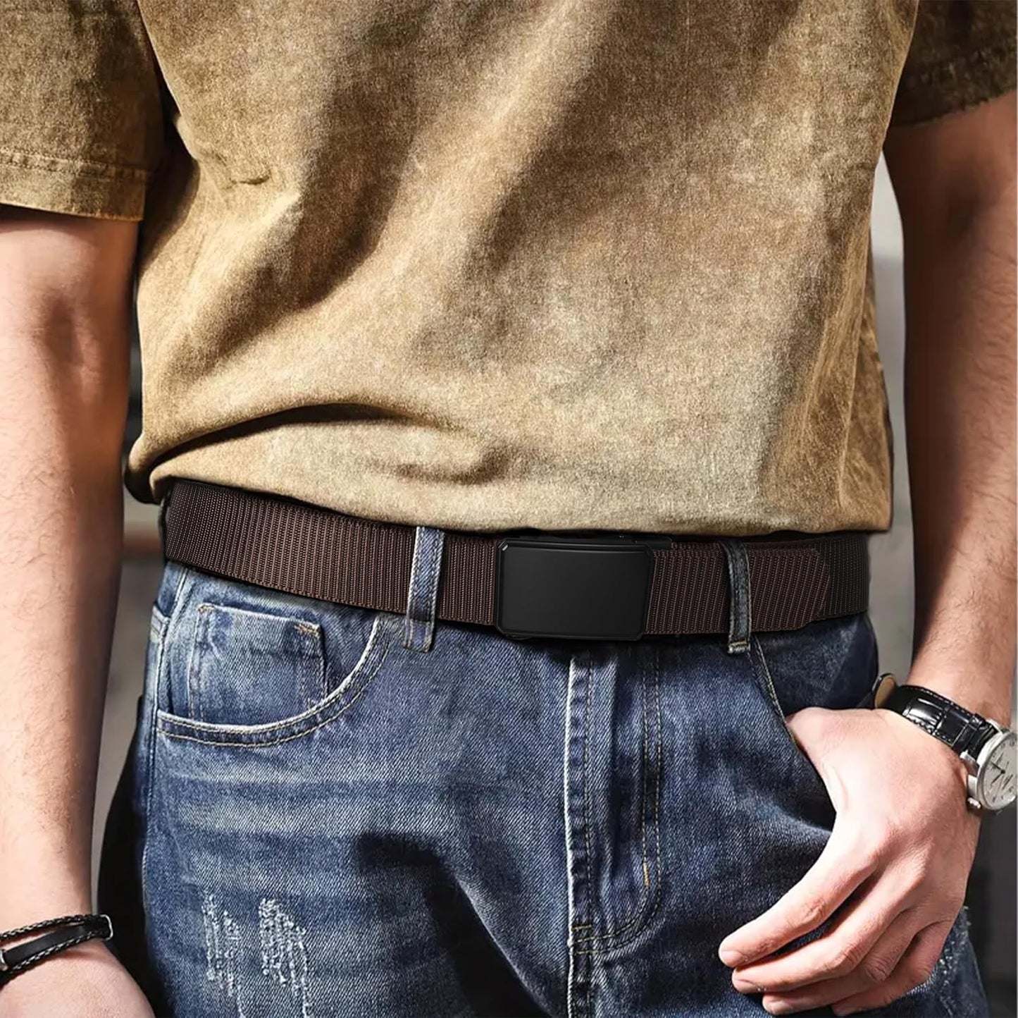 JUKMO - Cinto de nailon con trinquete de 1.5" para hombre, cint...